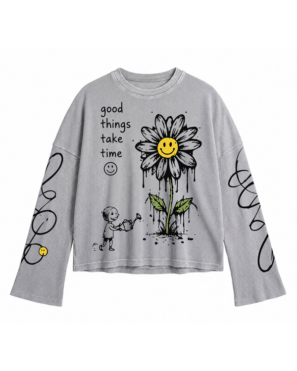 Good Things Take Time Waffle Tee - Image 3