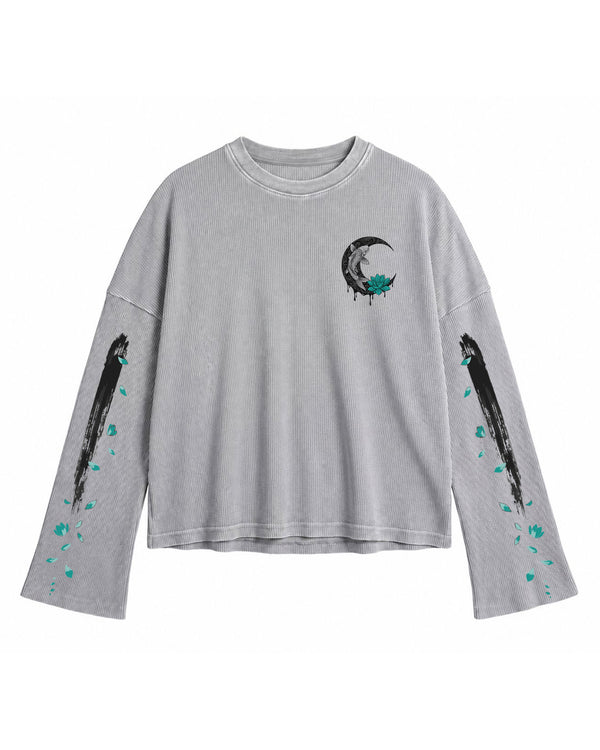 Moonlit Bloom Waffle Grey Tee - Image 1