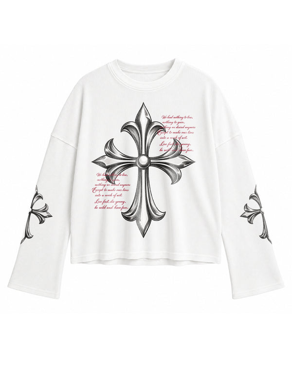 Gothic Cross Waffle Tee - Image 1